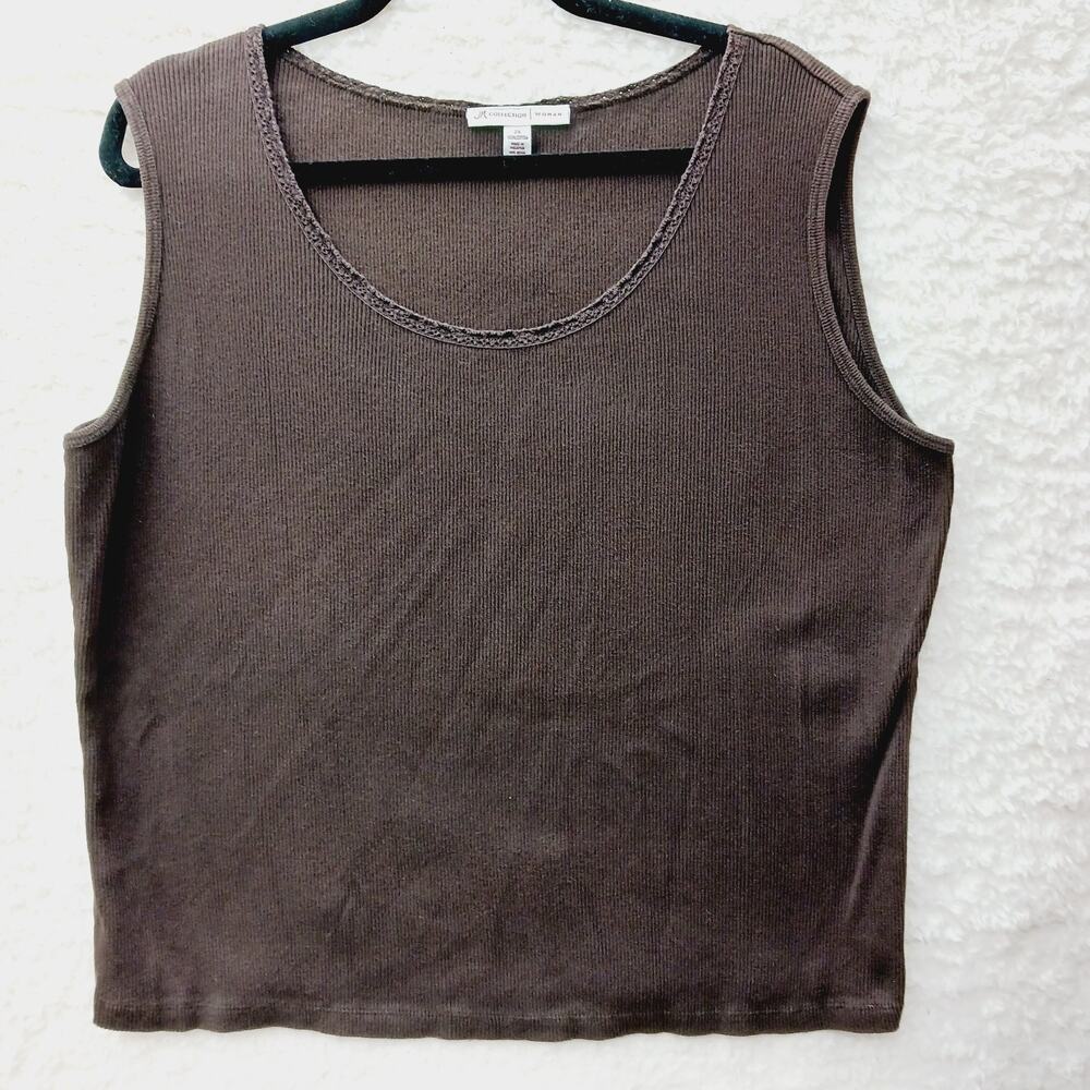 Sweater Tank Brown Ribbed Minimalist Capsule Soft Girl Earthy Clean Line Size 2X